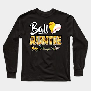 Cute Ball Auntie Sunflower Tshirt Baseball Softball Aunt Shirts For Women Mothers Day Long Sleeve T-Shirt